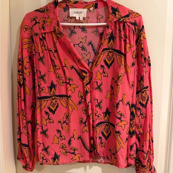 ba&sh Pink and Orange Patterned Blouse - Picture 1 of 2